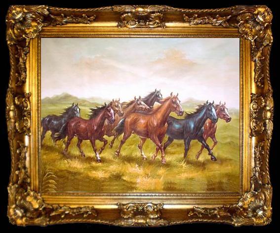 framed  unknow artist Horses 017, ta009-2